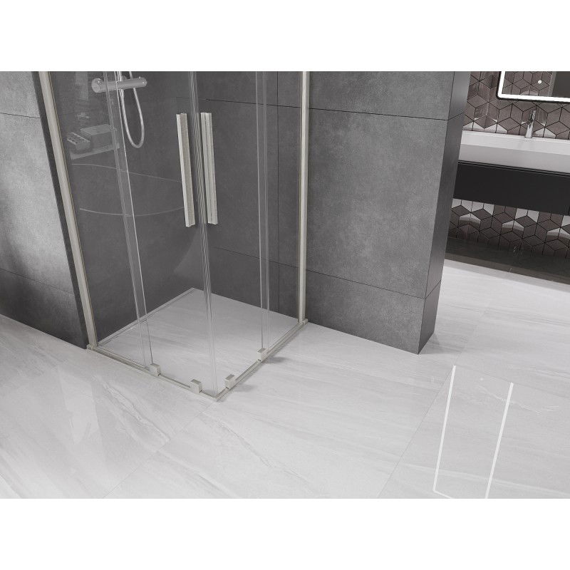 Mexen Velar Duo stumdomas dušo kabina 90 x 90 cm, skaidri, šlifuotas nikelis - 871-090-090-02-97