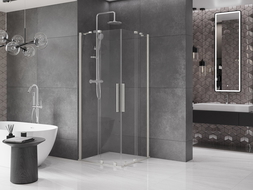 Mexen Velar Duo stumdoma dušo kabina 90 x 90 cm, skaidrus, šlifuotas nikelis - 871-090-090-02-97