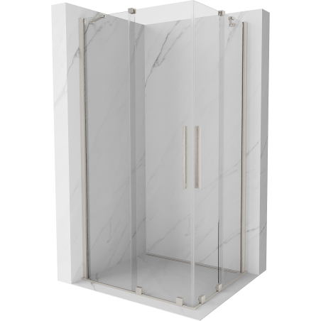 Mexen Velar Duo slankiojančių durų dušo kabina 100 x 90 cm, permatoma, šlifuotas nikelis - 871-100-090-02-97