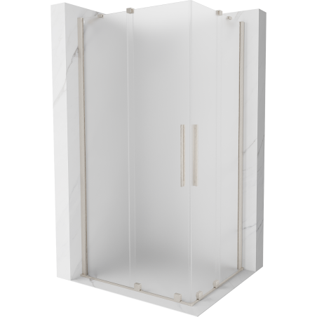 Mexen Velar Duo slankiojanti dušo kabina 100 x 90 cm, matinis stiklas, šlifuotas nikelis - 871-100-090-32-97