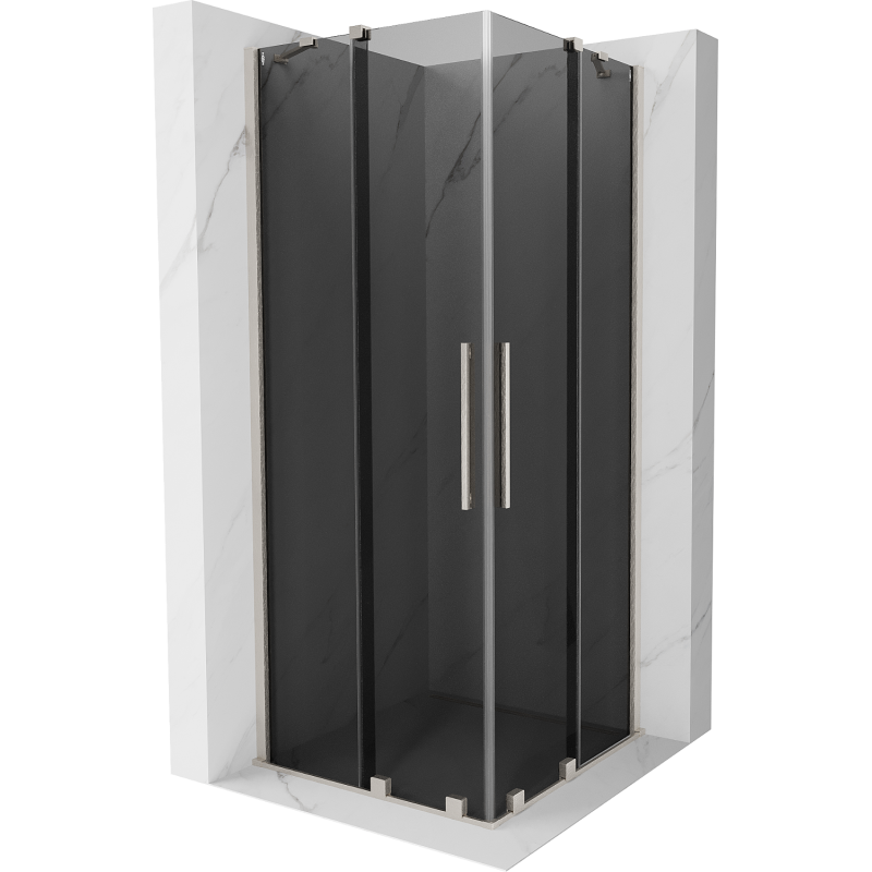 Mexen Velar Dviguba stumdomoji dušo kabina 80 x 80 cm, grafitas, šlifuotas nikelis - 871-080-080-42-97