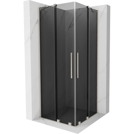 Mexen Velar Dviguba stumdomoji dušo kabina 80 x 80 cm, grafitas, šlifuotas nikelis - 871-080-080-42-97