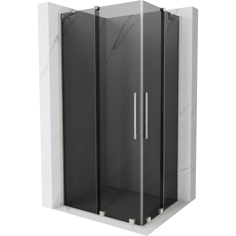 Mexen Velar Duo stumdomas dušo kabina 90 x 80 cm, grafitas, šlifuotas nikelis - 871-090-080-42-97