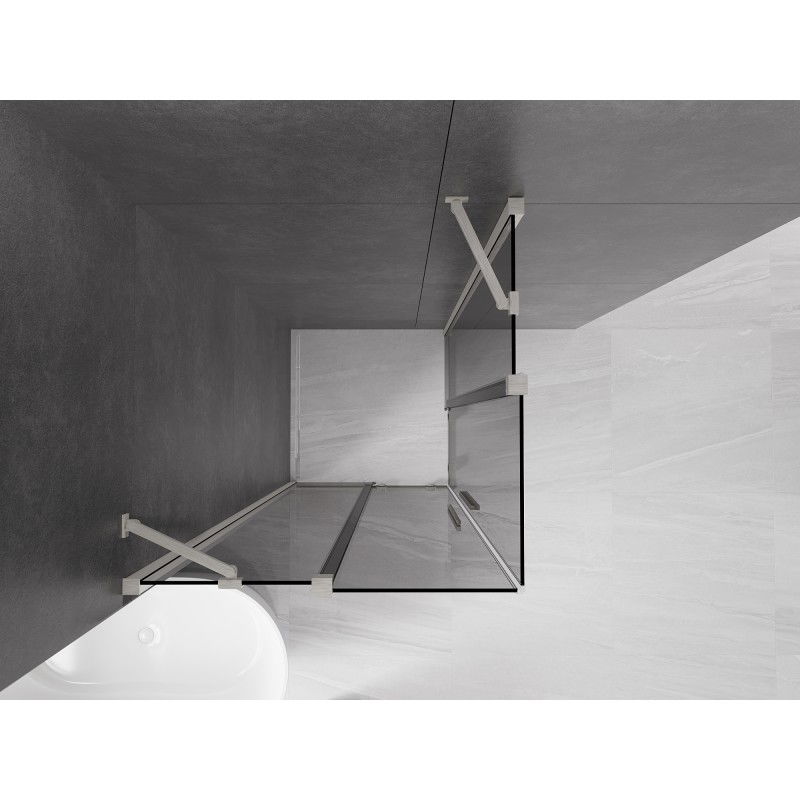 Mexen Velar Duo stumdomas dušo kabina 80 x 80 cm, grafitas, šlifuotas nikelis - 871-080-080-42-97