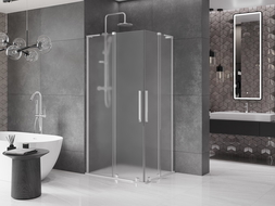 Mexen Velar L Duo stumdomas dušo kabinas 90 x 80 cm, šerkšnas, chromas - 871-090-080-02-33-01