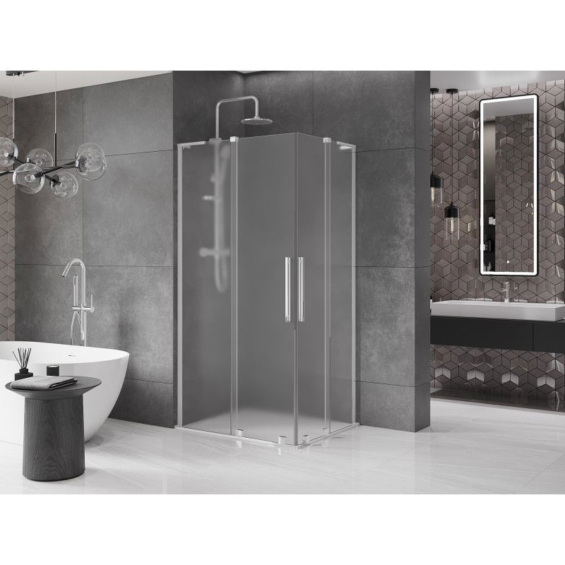 Mexen Velar L Duo stumdomoji dušo kabina 100 x 90 cm, matinė, chromas - 871-100-090-02-33-01