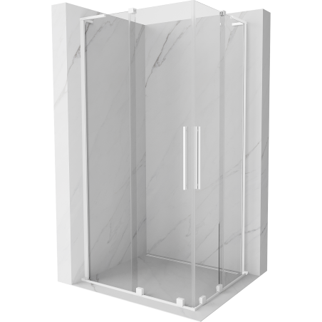Mexen Velar L Duo stumdomos dušo kabina 90 x 80 cm, skaidrus, baltas - 871-090-080-02-03-20