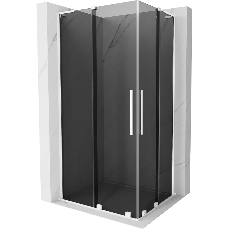 Mexen Velar L Duo stumdomas dušo kabina 100 x 90 cm, grafitas, balta - 871-100-090-02-43-20