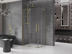 Mexen Velar L Duo stumdomas dušo kabinas 90 x 80 cm, permatomas, auksinis - 871-090-080-02-03-50
