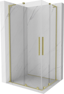 Mexen Velar L Duo stumdomas dušo kabinas 90 x 80 cm, skaidrus, šepetys auksu - 871-090-080-02-03-55