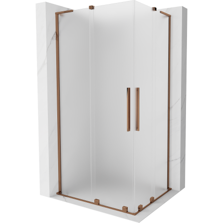 Mexen Velar L Duo stumdomas dušo kabina 90 x 80 cm, šerkšnas, rožinis auksas - 871-090-080-02-33-60