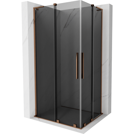 Mexen Velar L Duo stumdomas dušo kabina 90 x 80 cm, grafitas, rausvas auksas - 871-090-080-02-43-60