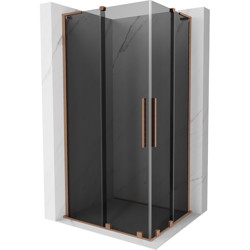 Mexen Velar L Duo stumdomas dušo kabina 90 x 80 cm, grafitas, šlifuota varis - 871-090-080-02-43-65