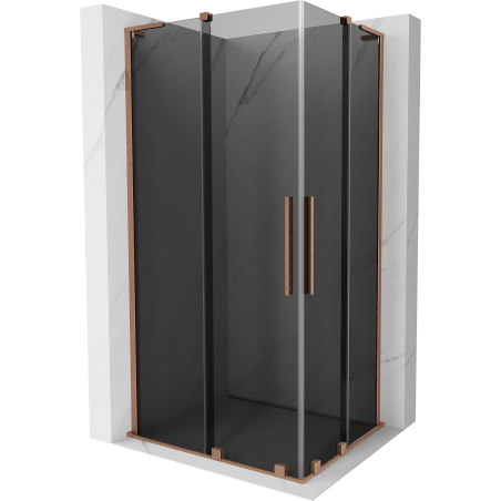 Mexen Velar L Duo stumdomas dušo kabina 90 x 80 cm, grafitas, šlifuota varis - 871-090-080-02-43-65