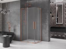 Mexen Velar L Duo slankiojantis dušo kabinas 90 x 80 cm, šerkšnas, šlifuotas varis - 871-090-080-02-33-65