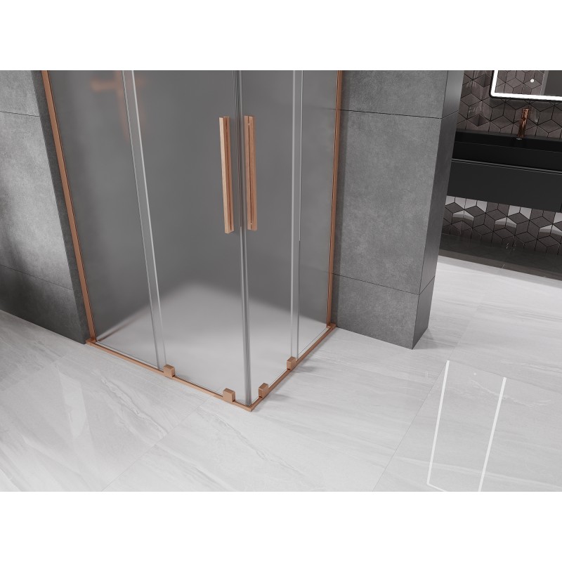 Mexen Velar L Duo stumdomas dušo kabinas 90 x 80 cm, šalna, šepečiu valytas varis - 871-090-080-02-33-65