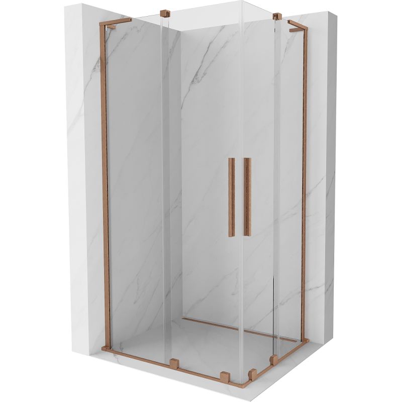 Mexen Velar L Duo stumdomas dušo kabinas 100 x 90 cm, skaidrus, šlifuotas varis - 871-100-090-02-03-65