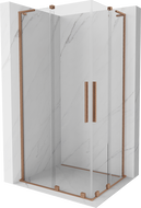 Mexen Velar L Duo slankiojanti dušo kabina 90 x 80 cm, permatoma, šlifuota vario spalva - 871-090-080-02-03-65