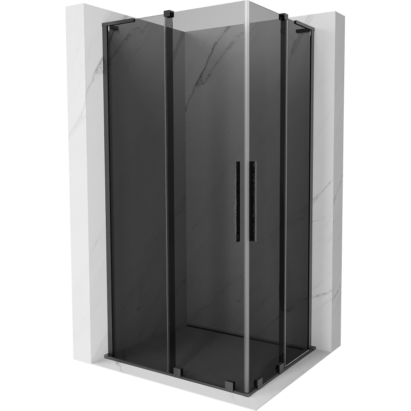 Mexen Velar L Duo stumdomoji dušo kabina, 100 x 90 cm, grafito, šlifuota gun gray - 871-100-090-02-43-66