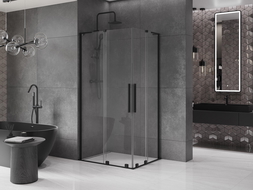 Mexen Velar L Duo stumdomas dušo kabina 100 x 90 cm, skaidrus, juodas - 871-100-090-02-03-70