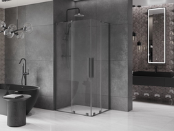 Mexen Velar L Duo stumdomas dušo kabina 90 x 80 cm, skaidrus, gun metal - 871-090-080-02-03-95