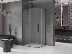 Mexen Velar L Duo stumdomoji dušo kabina 90 x 80 cm, matinė, gun metal - 871-090-080-02-33-95