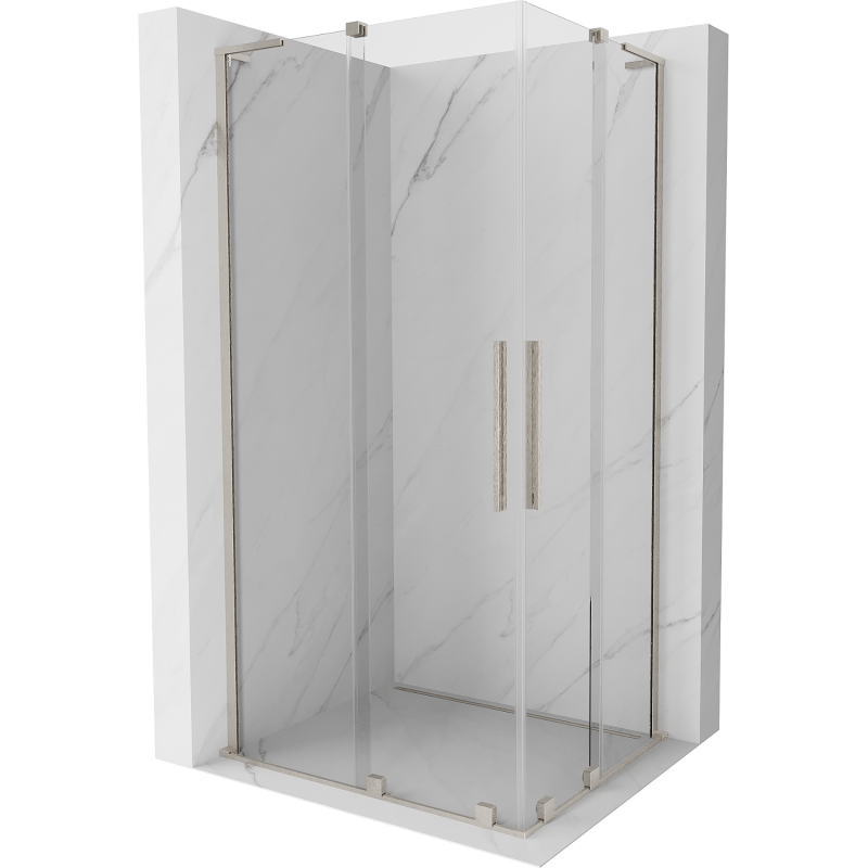 Mexen Velar L Duo slankiojanti dušo kabina 90 x 80 cm, permatoma, šepečiu nikelio - 871-090-080-02-03-97