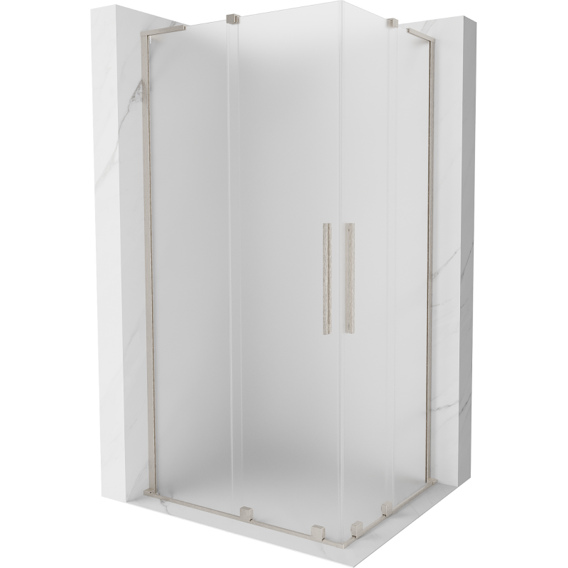 Mexen Velar L Duo slenkančio dušo kabina 100 x 90 cm, matinis, šlifuotas nikeliu - 871-100-090-02-33-97