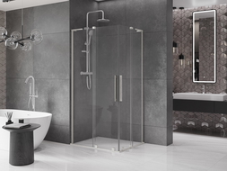 Mexen Velar L Duo stumdomas dušo kabinas 100 x 90 cm, skaidrus, šlifuotas nikelis - 871-100-090-02-03-97