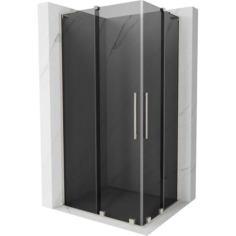 Mexen Velar L Duo stumdomos dušo kabinos 100 x 90 cm, grafitas, šlifuotas nikielis - 871-100-090-02-43-97