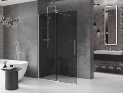 Mexen Velar stumdomas Walk-in dušo sienelė 160 x 200 cm, grafitas 8 mm, chromas - 871-160-000-43-01