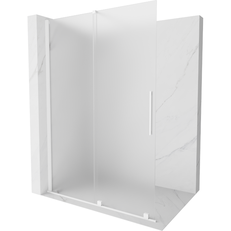 Mexen Velar dušo siena sulankstoma Walk-in 130 x 200 cm, matinė 8 mm, balta - 871-130-000-33-20