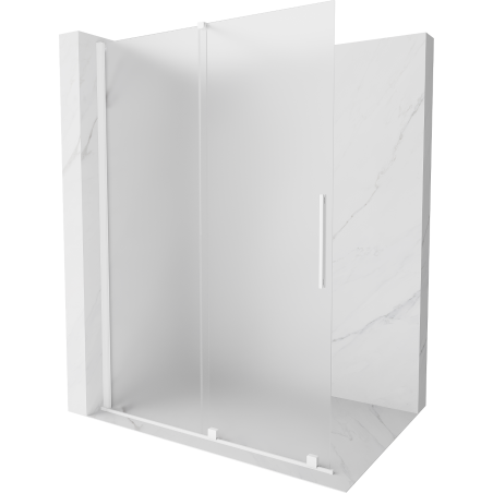 Mexen Velar dušo siena sulankstoma Walk-in 130 x 200 cm, matinė 8 mm, balta - 871-130-000-33-20