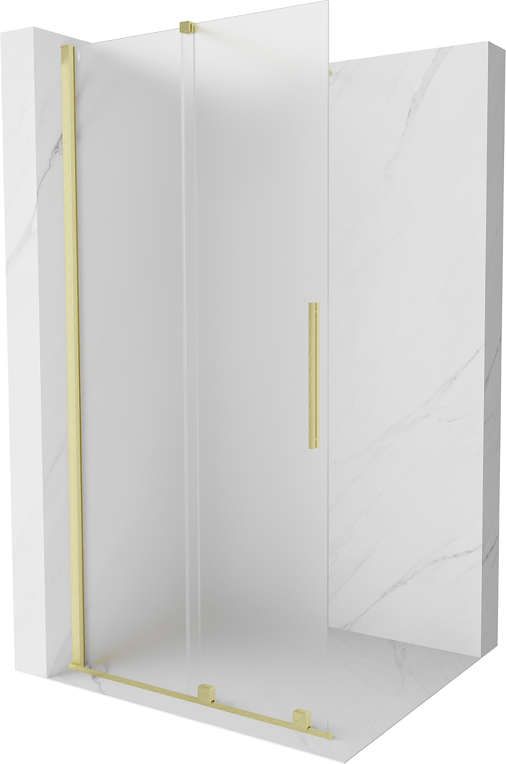 Mexen Velar praustuvo sienelė su slankiojančiu Walk-in 75 x 200 cm, matinė 8 mm, šlifuota auksinė - 871-075-000-33-55