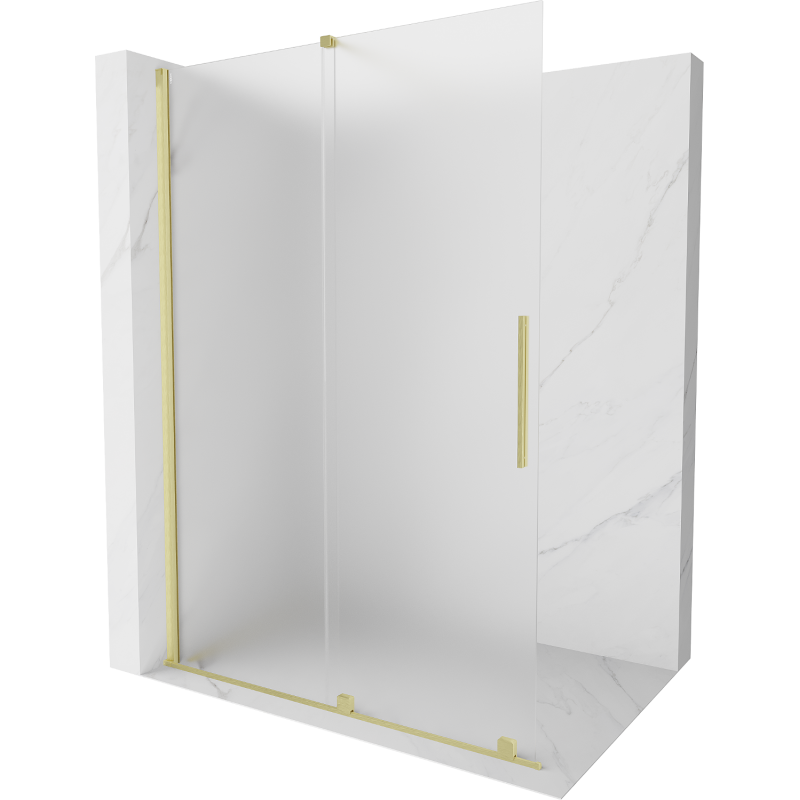 Mexen Velar dušo pertvara, išsiskleidžianti Walk-in 150 x 200 cm, matinė 8 mm, šlifuotas auksas - 871-150-000-33-55