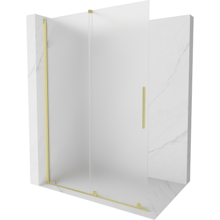 Mexen Velar dušo pertvara, išsiskleidžianti Walk-in 150 x 200 cm, matinė 8 mm, šlifuotas auksas - 871-150-000-33-55