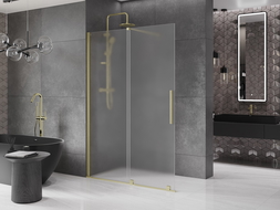 Mexen Velar walk-in dušo sienelė 140 x 200 cm, matuotas stiklas 8 mm, šlifuota auksinė - 871-140-000-33-55