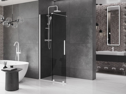 Mexen Velar dušo pertvara stumdomos Walk-in 110 x 200 cm, grafitas 8 mm, balta - 871-110-000-43-20