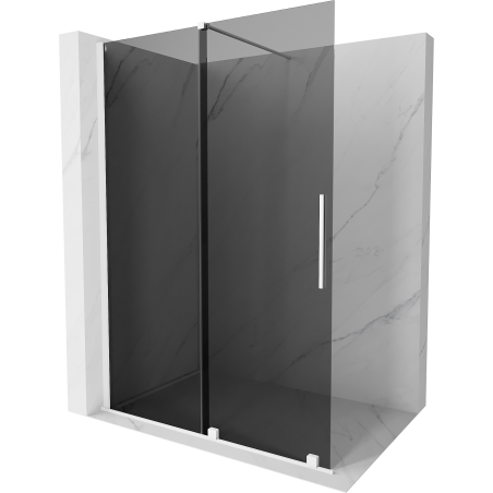 Mexen Velar dušo sienelė slankiojančiai Walk-in 130 x 200 cm, grafito 8 mm, balta - 871-130-000-43-20