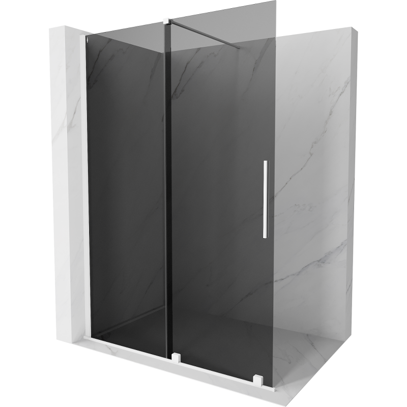 Mexen Velar stumdoma dušo sienelė Walk-in 150 x 200 cm, grafitas 8 mm, balta - 871-150-000-43-20
