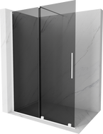 Mexen Velar dušo sienelė slidžiai atidaroma Walk-in 140 x 200 cm, grafitas 8 mm, balta - 871-140-000-43-20