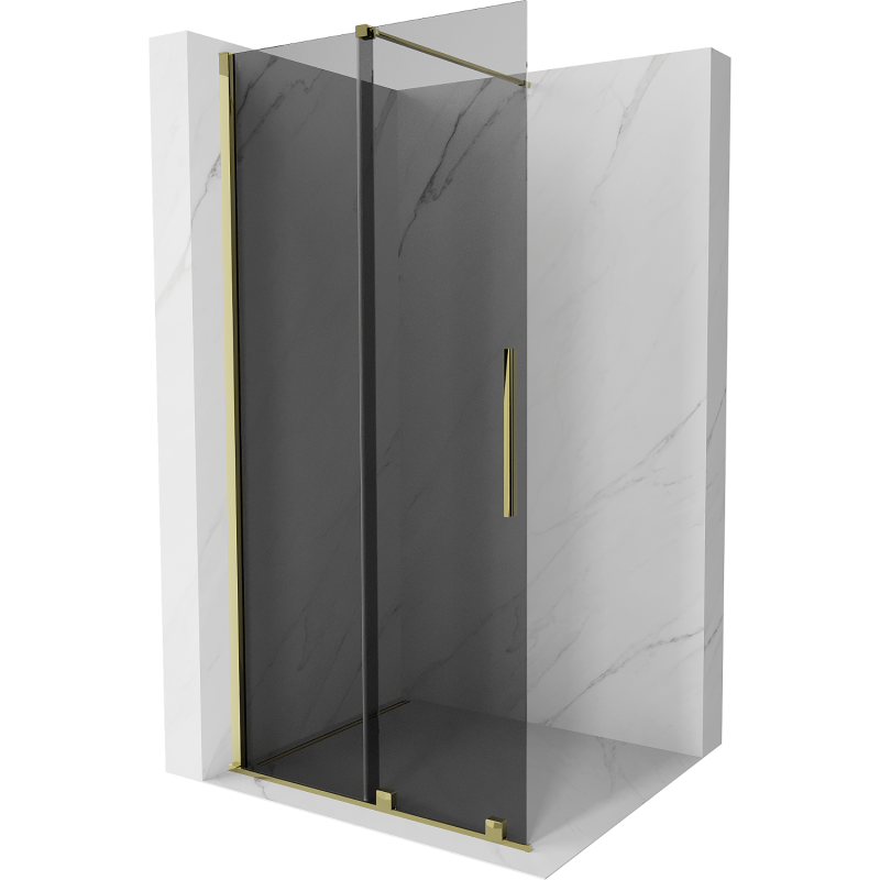 Mexen Velar dušo sienelė skaidri Walk-in 100 x 200 cm, grafito 8 mm, auksinė - 871-100-000-43-50