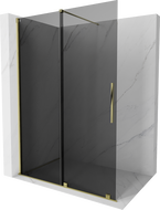 Mexen Velar stumdomas Walk-in dušo skydas 130 x 200 cm, grafitas 8 mm, auksinis - 871-130-000-43-50
