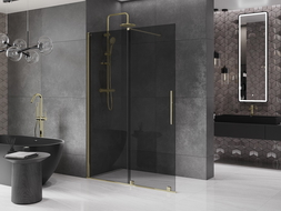 Mexen Velar prausiamoji siena, stumiama Walk-in 160 x 200 cm, grafito 8 mm, auksinė - 871-160-000-43-50