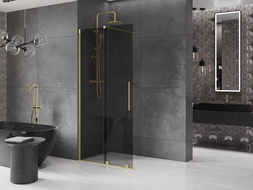 Mexen Velar stumdomas Walk-in dušo sienelė 85 x 200 cm, grafito 8 mm, šlifuota auksinė - 871-085-000-43-55