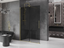 Mexen Velar dušo sienelė, sulankstoma Walk-in 140 x 200 cm, grafito 8 mm, auksu šlifuota - 871-140-000-43-55
