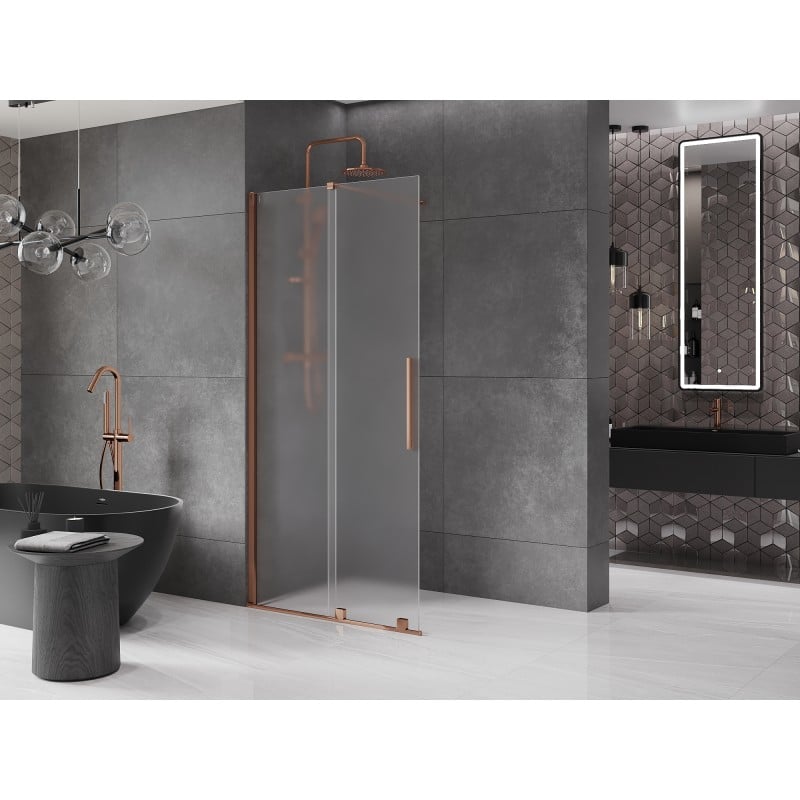 Mexen Velar stumdomoji dušo siena Walk-in 100 x 200 cm, matinis 8 mm, rožinis auksas - 871-100-000-33-60