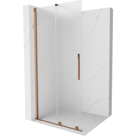 Mexen Velar dušo siena su stumdomomis durimis Walk-in 120 x 200 cm, matinio stiklo 8 mm, rožinė auksinė - 871-120-000-33-60