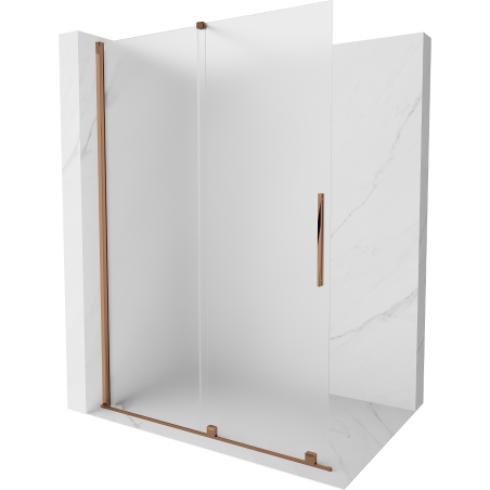 Mexen Velar durų perėjimo sprendimas su stumdymo sistema 130 x 200 cm, matinė 8 mm, rožinė auksinė - 871-130-000-33-60
