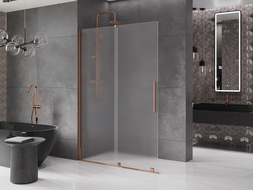 Mexen Velar dušo siena, atidaroma Walk-in, 140 x 200 cm, matinė 8 mm, rožinė auksinė - 871-140-000-33-60